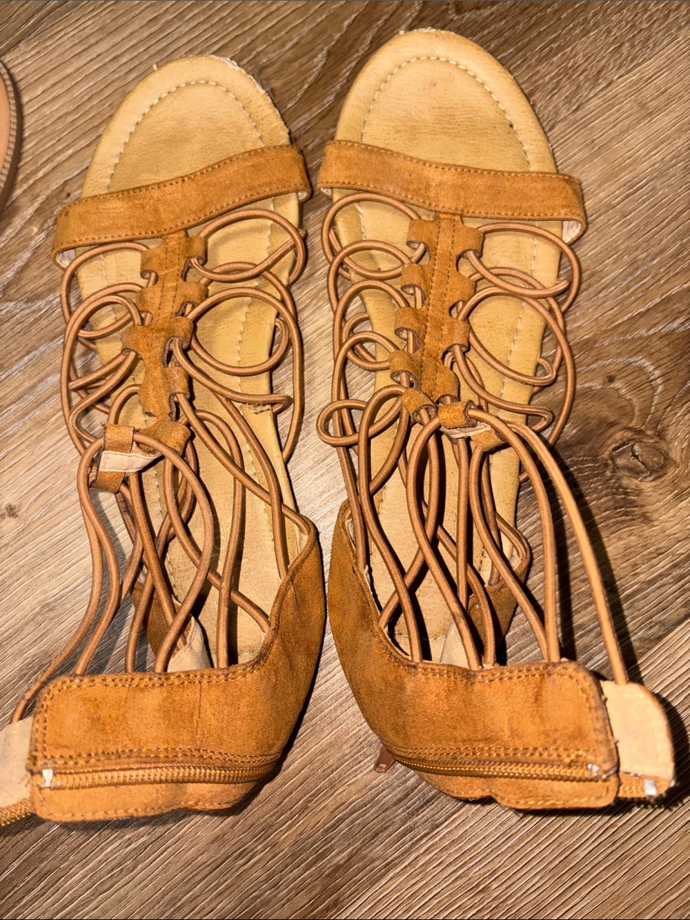 3/$20! Women’s size 7 Tan Suede Lace-Up Gladiator Sandals Charlotte Russe shoes